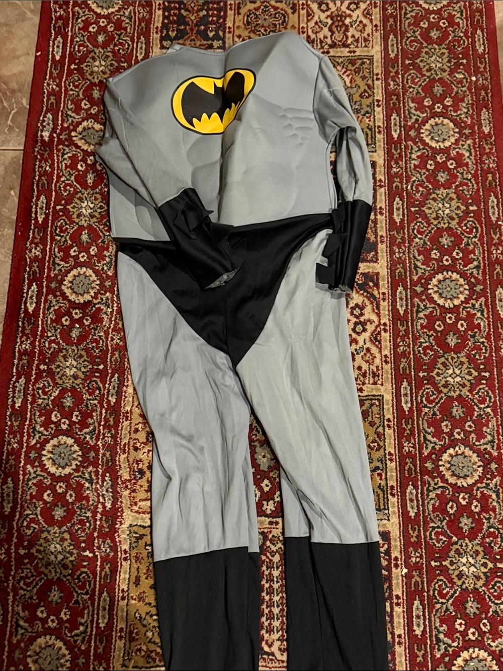 Kids Batman Superhero One-Piece Costume - Grey and Black with Yellow Emblem